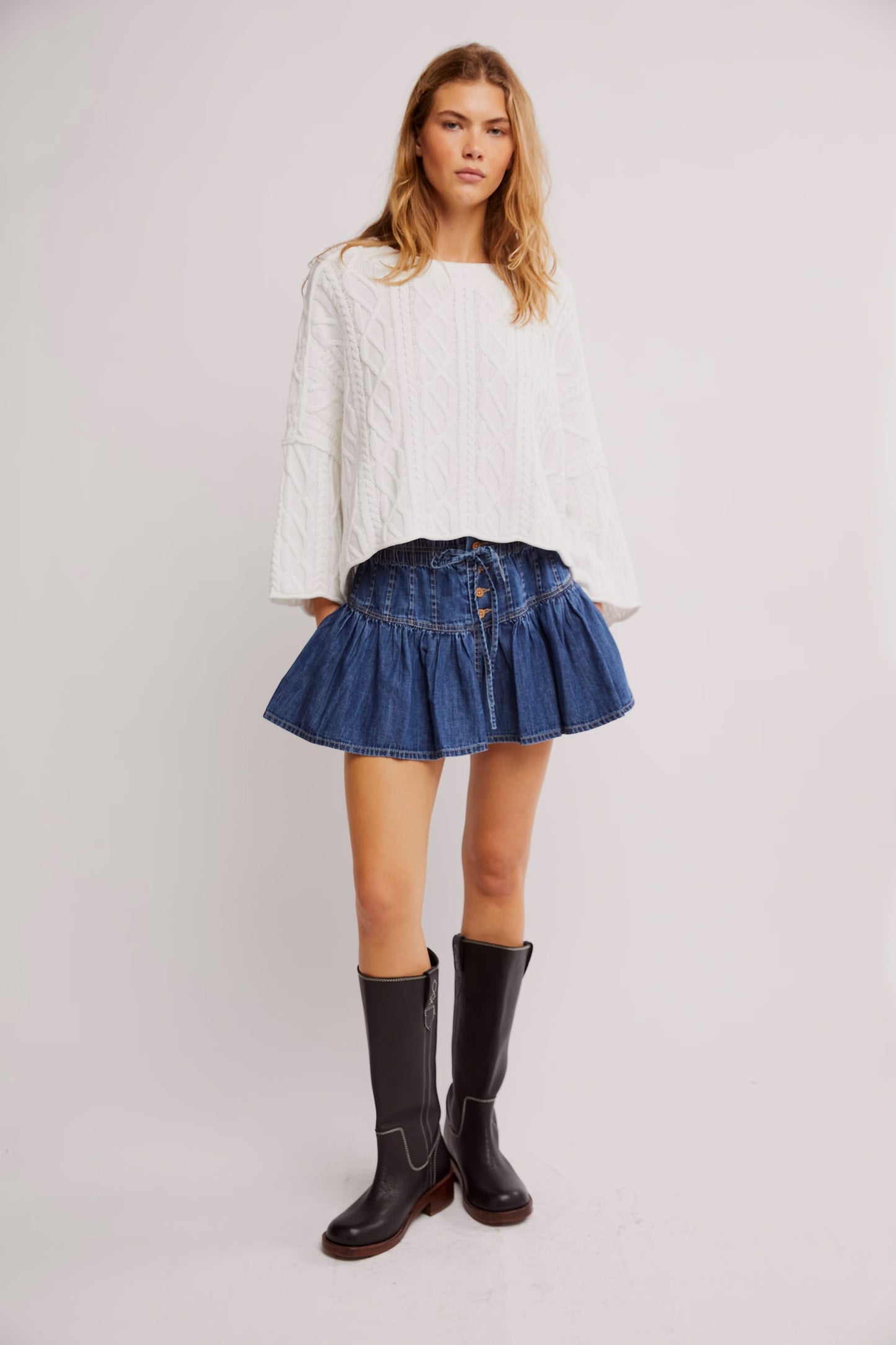 We The Free Roselle Denim Mini Skirt