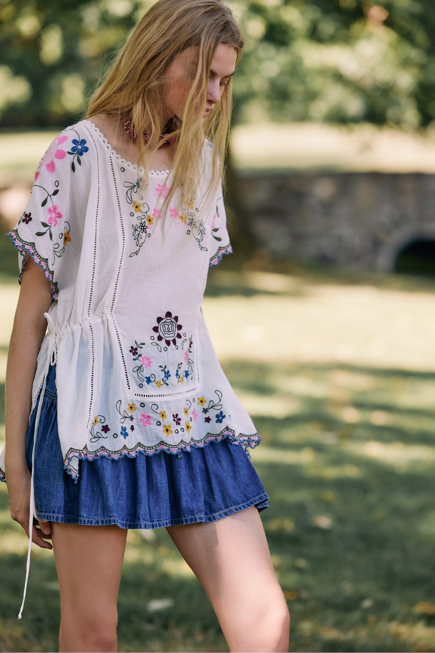 We The Free Roselle Denim Mini Skirt