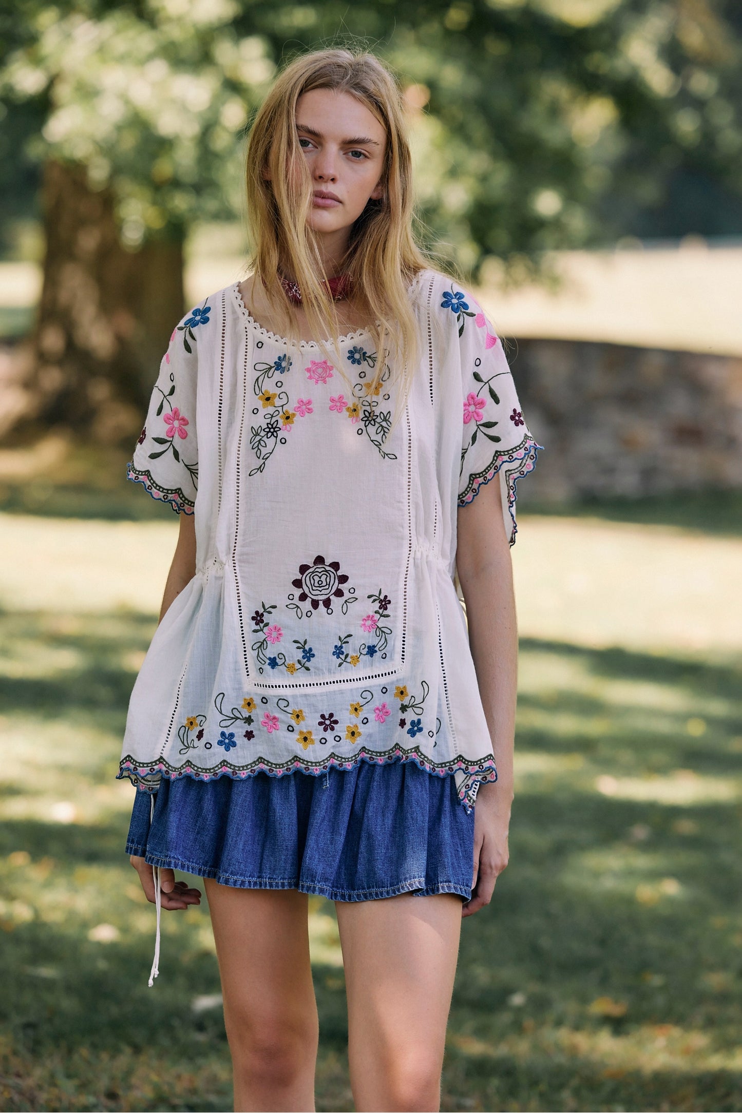 We The Free Roselle Denim Mini Skirt