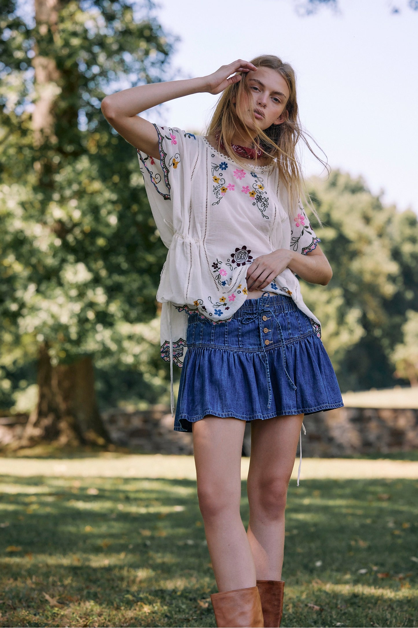 We The Free Roselle Denim Mini Skirt