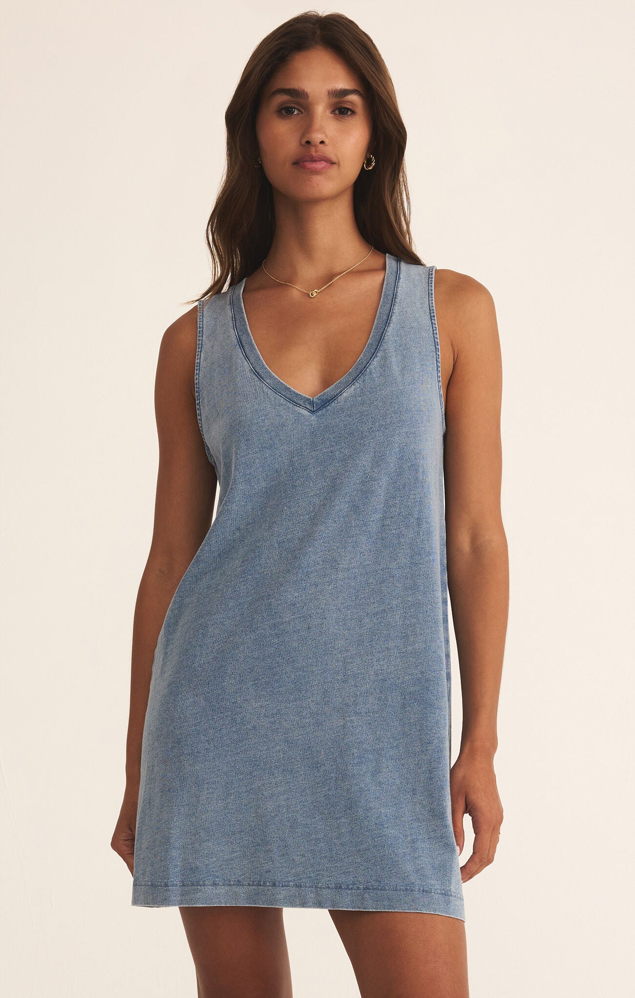 Sloane V-Neck Knit Denim Dress