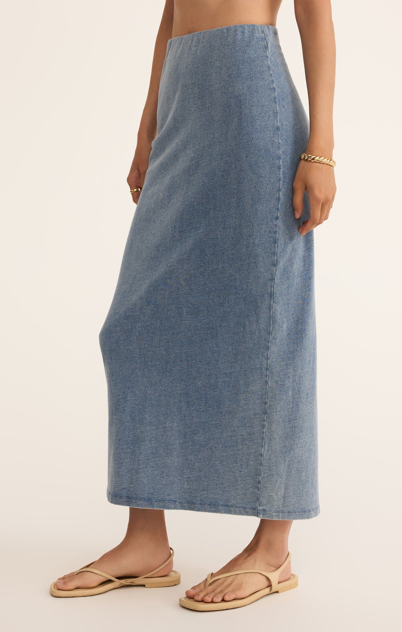 Gail Jersey Denim Midi Skirt