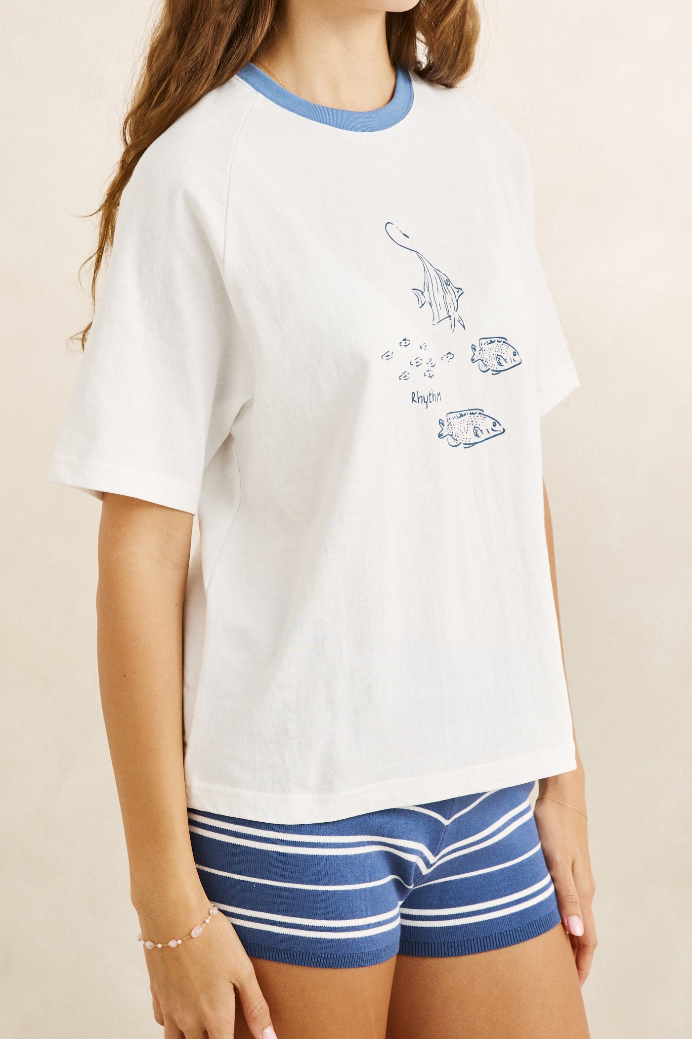 Fish Raglan T-Shirt - Vintage White