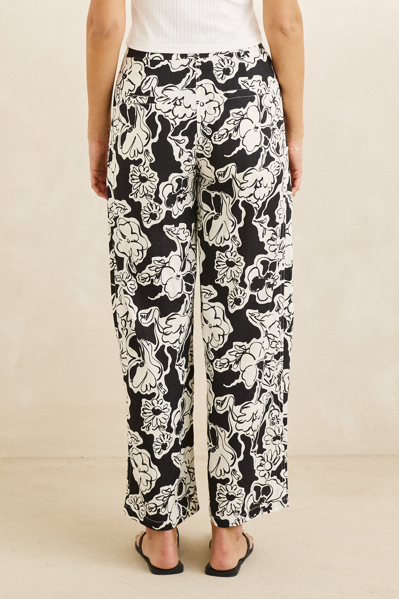 Georgia Floral Pant - Cream