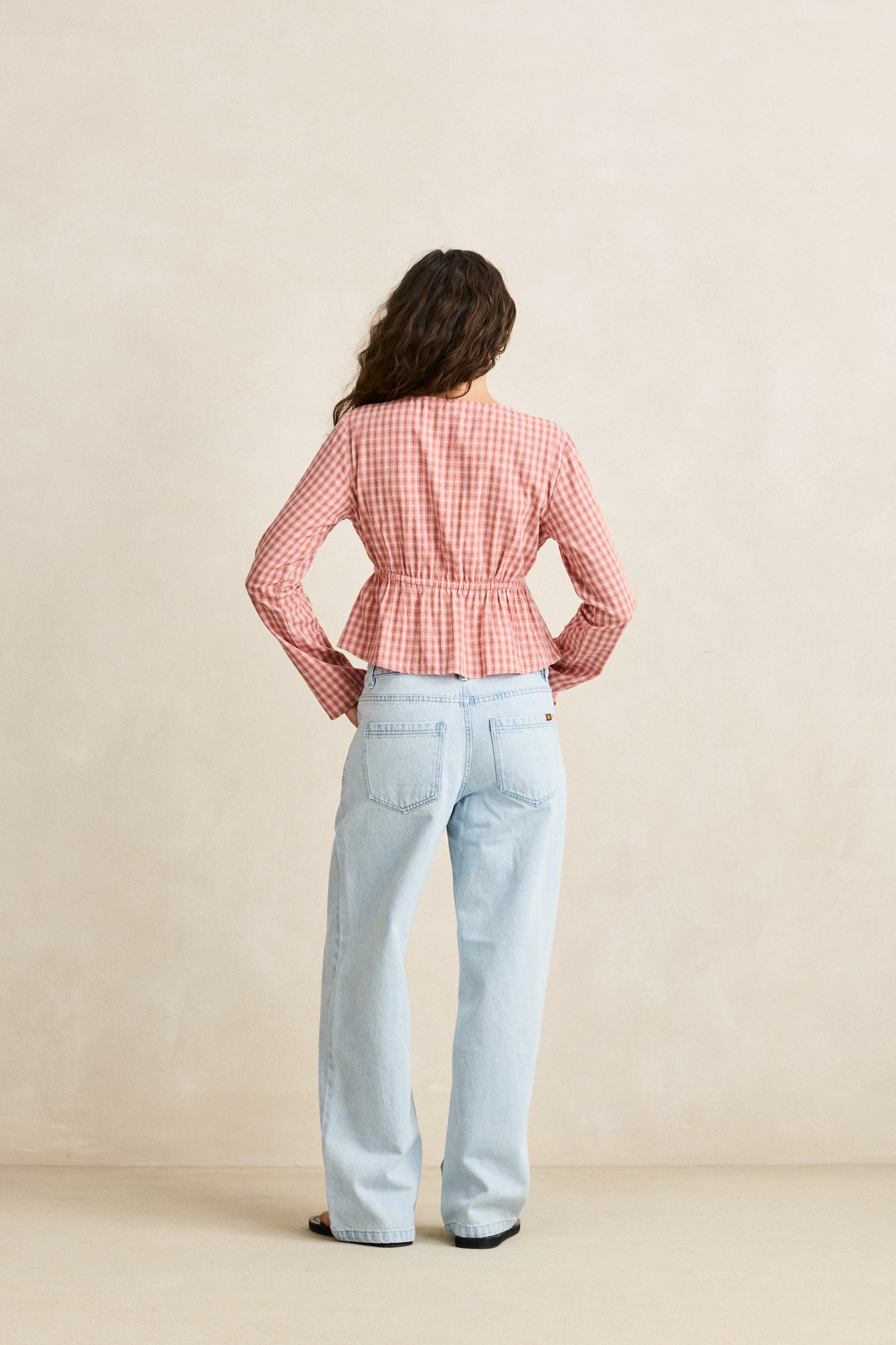 Kirra Check Tie-Front Top