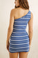 Vista Stripe One Shoulder Mini - Dark Blue