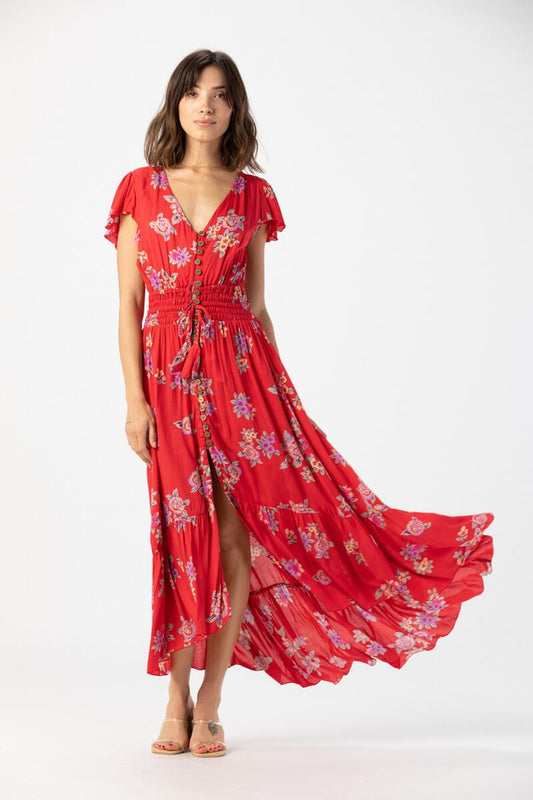 New Moon Maxi Dress - Vintage Hawaiian Red