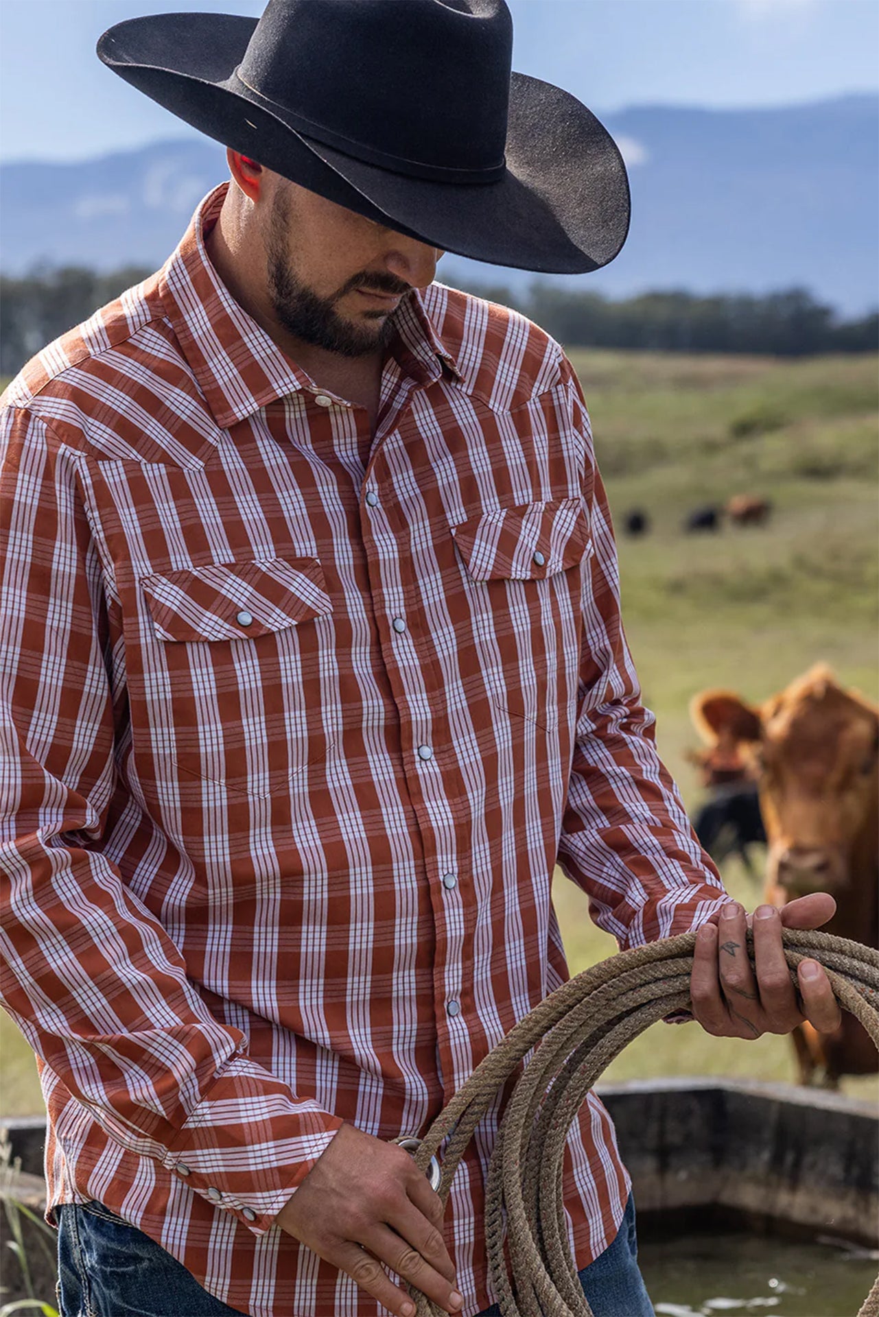 Palaka Western Shirt - Kauai Red
