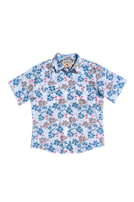 Tahitian Pareu Short Sleeve Shirt - White