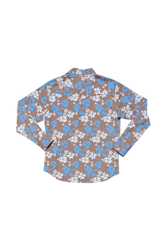 Tahitian Pareu Long Sleeve Shirt - Brown