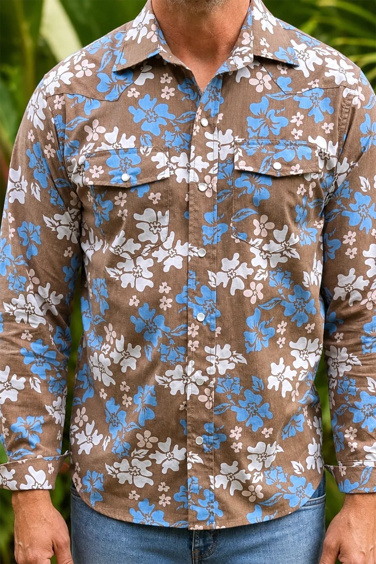 Tahitian Pareu LS Shirt - Brown