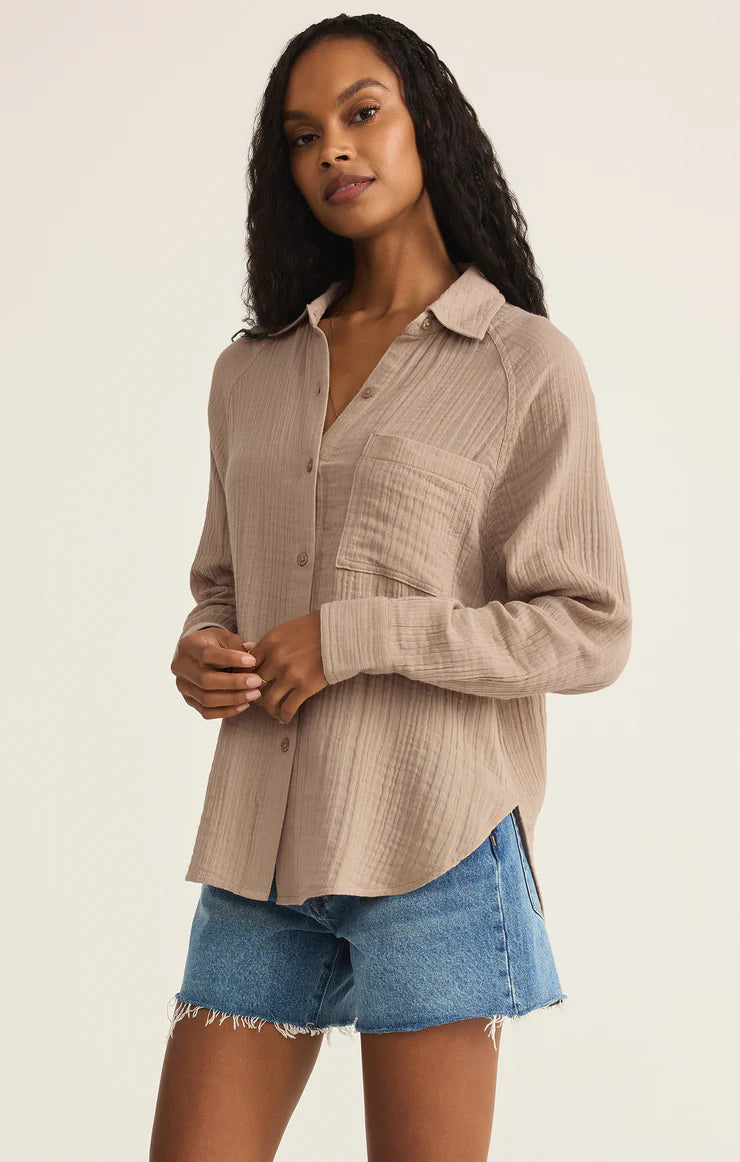 Perfect Airy Gauze Button Up