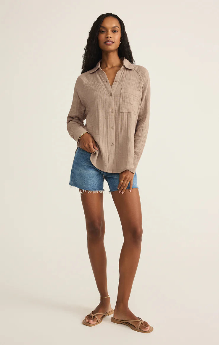 Perfect Airy Gauze Button Up