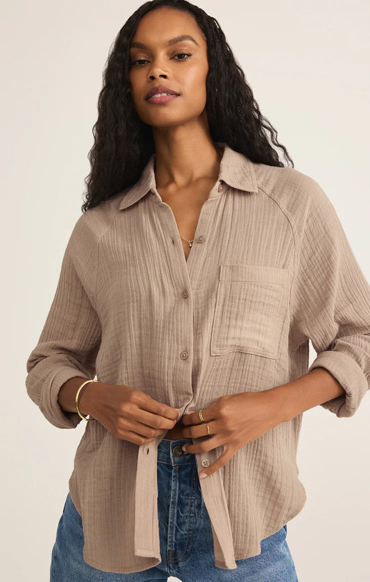 Perfect Airy Gauze Button Up