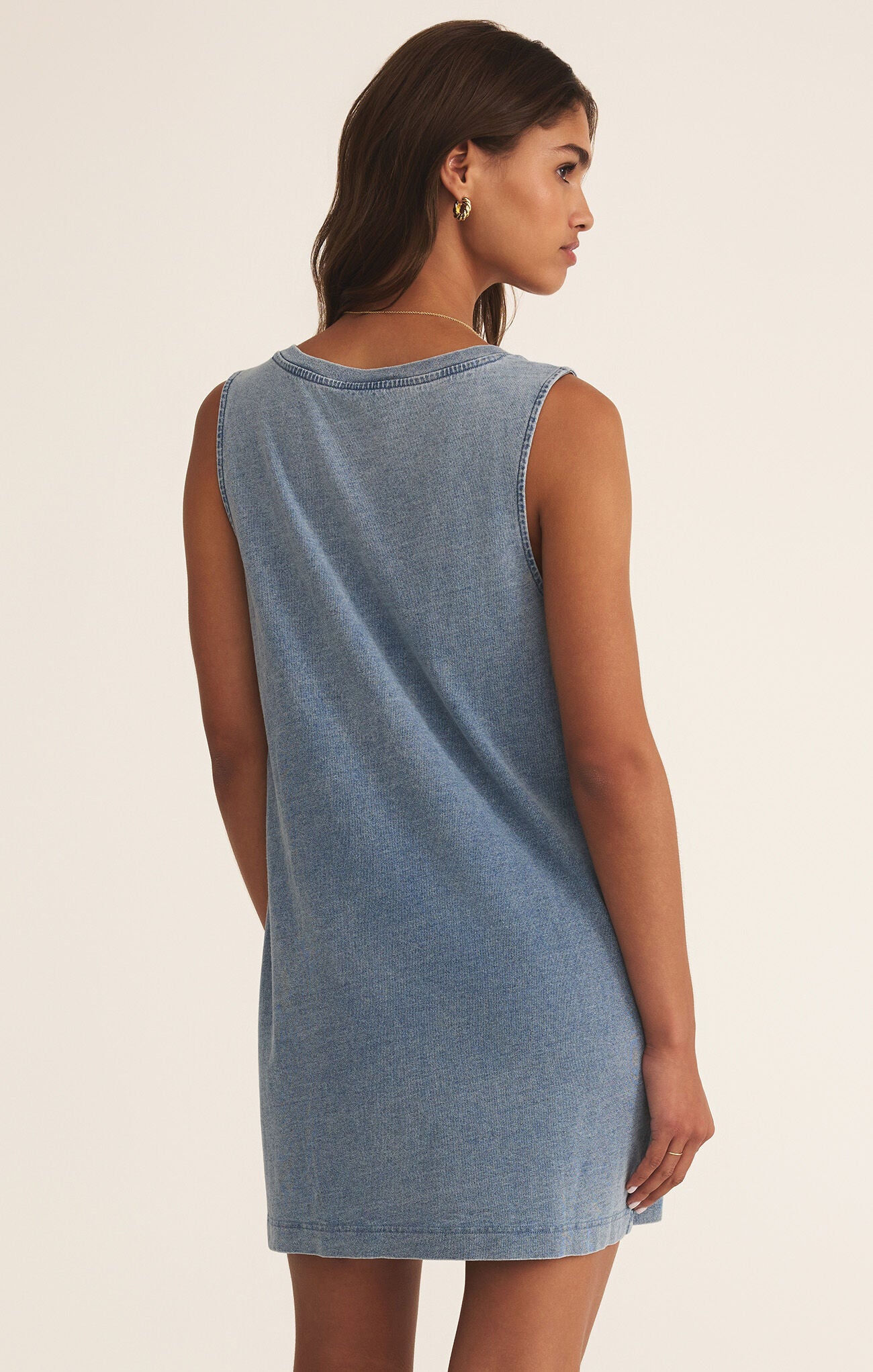 Sloane V-Neck Knit Denim Dress